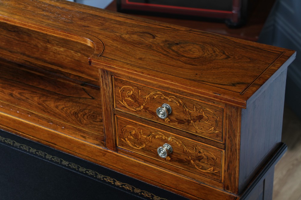 Edwardian Rosewood Inlaid Satinwood Marquetry Ladies Writing Desk View XIV