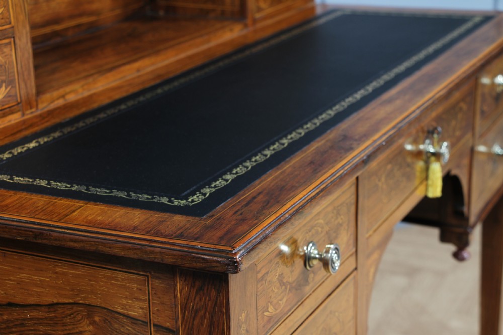 Edwardian Rosewood Inlaid Satinwood Marquetry Ladies Writing Desk View XIX