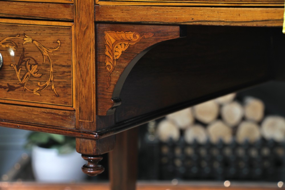 Edwardian Rosewood Inlaid Satinwood Marquetry Ladies Writing Desk View XX