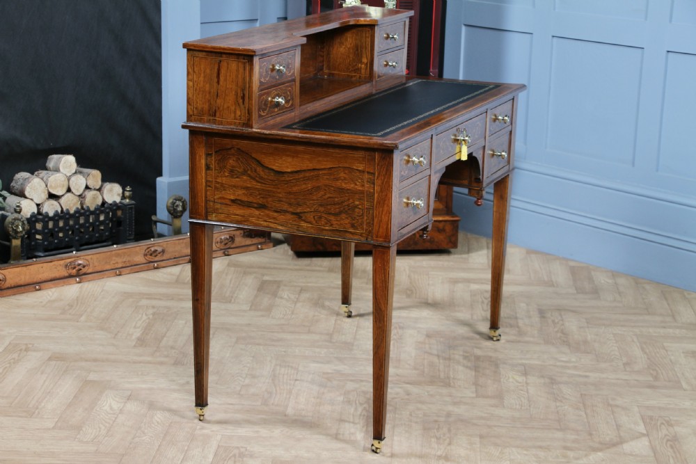 Edwardian Rosewood Inlaid Satinwood Marquetry Ladies Writing Desk View XXII