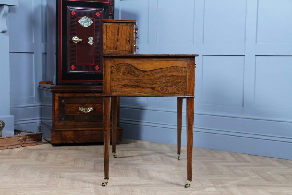 Edwardian Rosewood Inlaid Satinwood Marquetry Ladies Writing Desk View XXIV