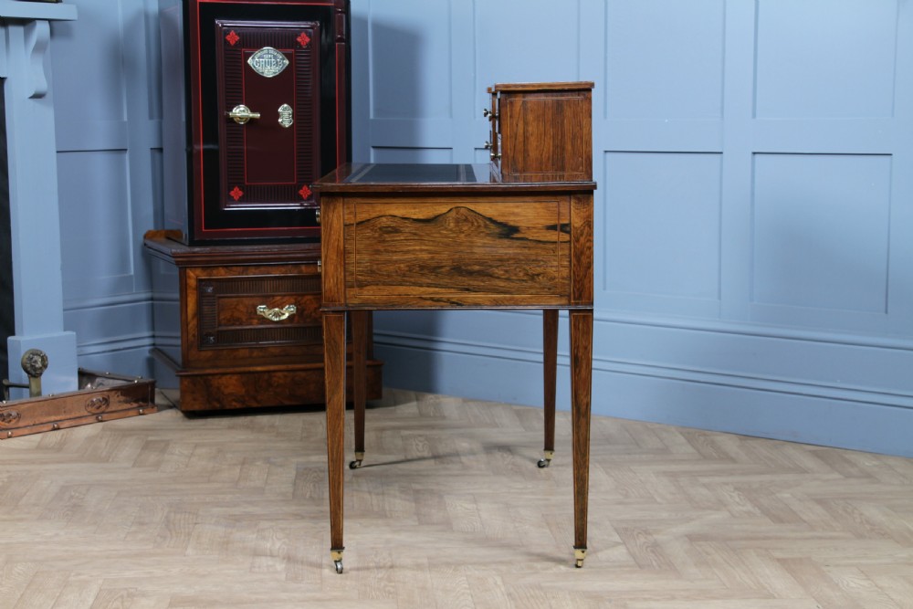 Edwardian Rosewood Inlaid Satinwood Marquetry Ladies Writing Desk View XXV
