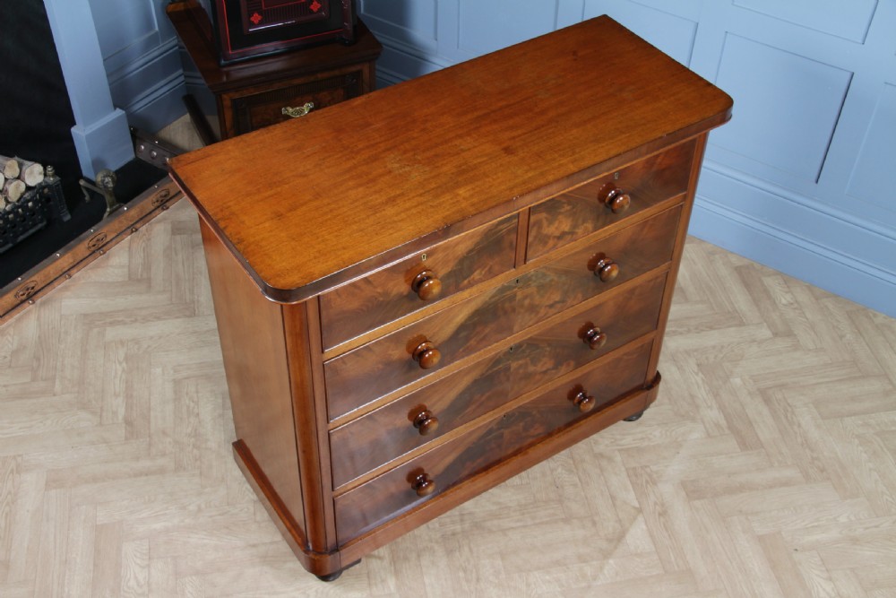 Outstanding Original Antique Victorian Flame Grain Mahogany Chest of 5 Drawers C1870 View III