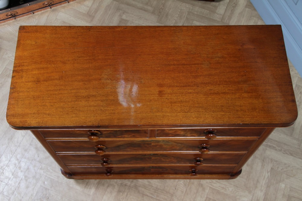 Outstanding Original Antique Victorian Flame Grain Mahogany Chest of 5 Drawers C1870 View VII