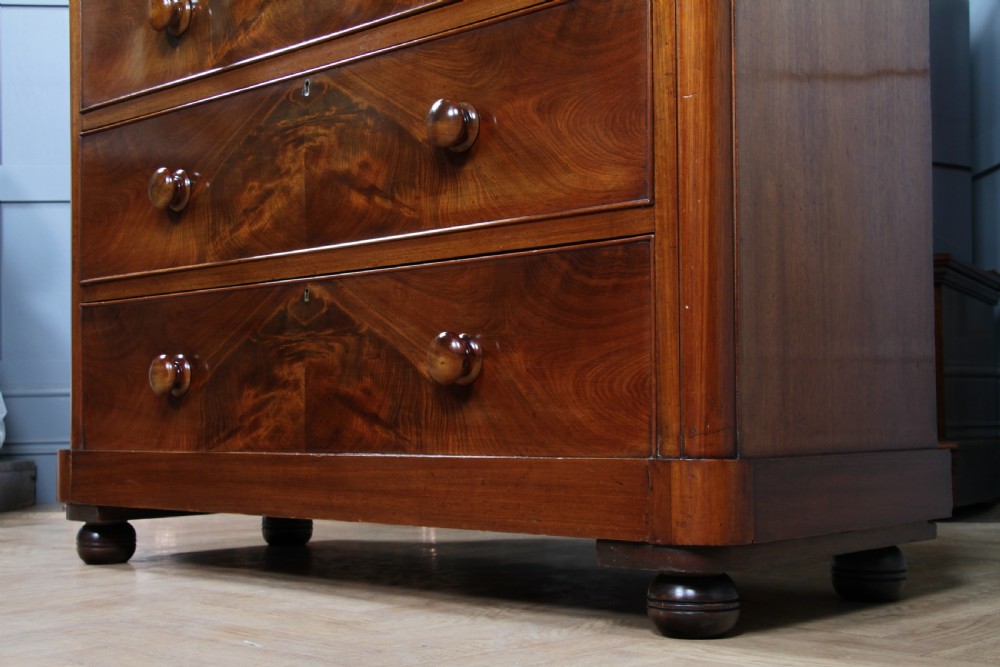 Outstanding Original Antique Victorian Flame Grain Mahogany Chest of 5 Drawers C1870 View XI