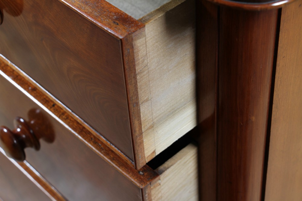 Outstanding Original Antique Victorian Flame Grain Mahogany Chest of 5 Drawers C1870 View XIII
