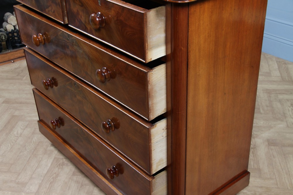 Outstanding Original Antique Victorian Flame Grain Mahogany Chest of 5 Drawers C1870 View XIV