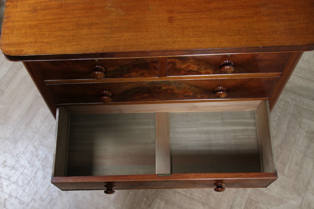 Outstanding Original Antique Victorian Flame Grain Mahogany Chest of 5 Drawers C1870 View XIX