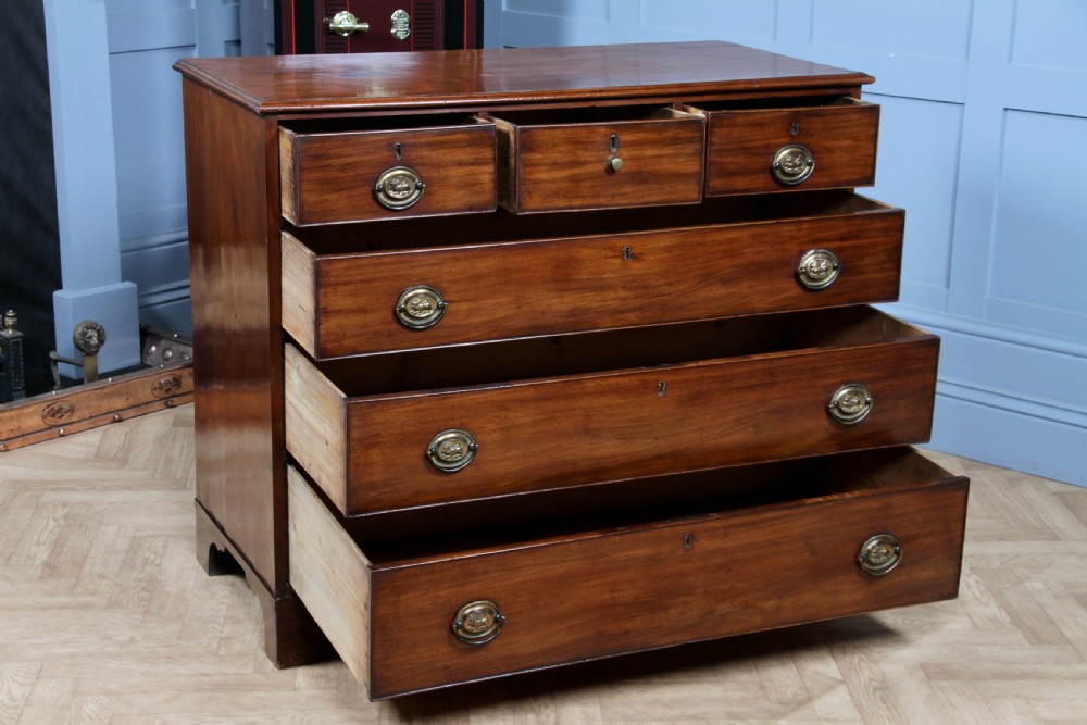 Original Antique Georgian Mahogany Chest Bank of 6 Drawers 3 over 3 Restored C1830 View II