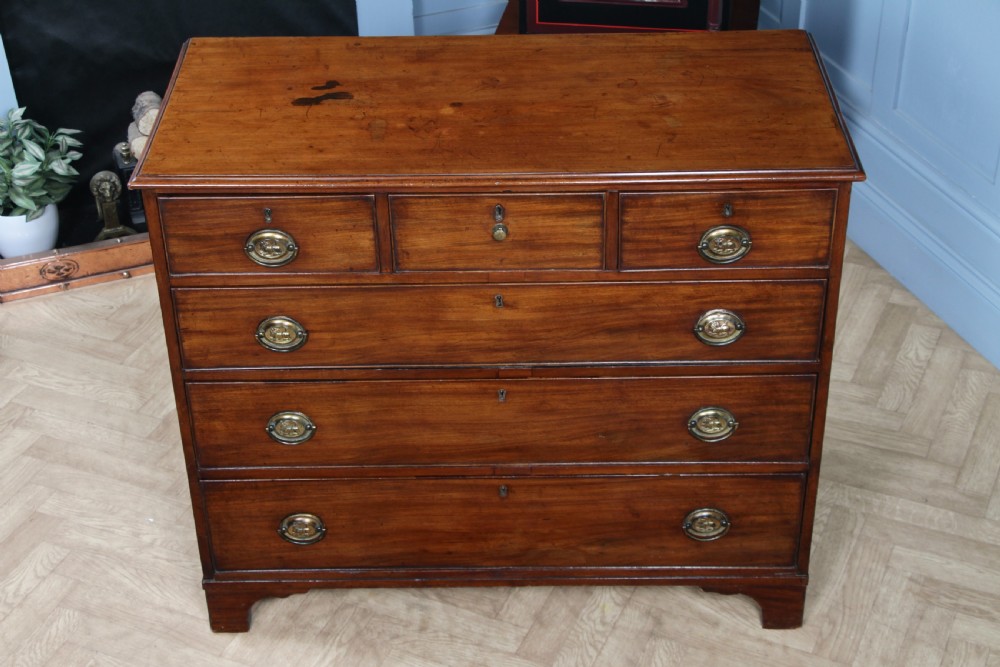 Original Antique Georgian Mahogany Chest Bank of 6 Drawers 3 over 3 Restored C1830 View III