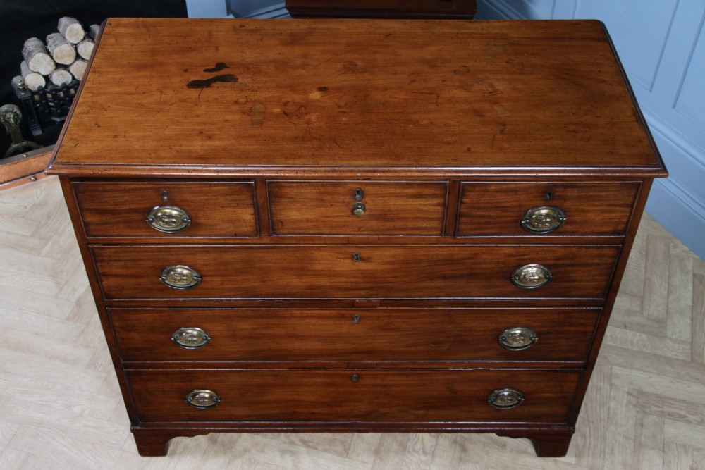 Original Antique Georgian Mahogany Chest Bank of 6 Drawers 3 over 3 Restored C1830 View V