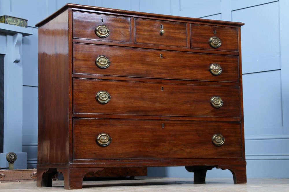 Original Antique Georgian Mahogany Chest Bank of 6 Drawers 3 over 3 Restored C1830 View VI