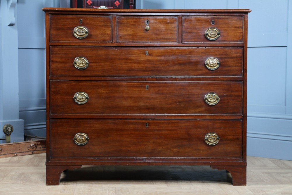 Original Antique Georgian Mahogany Chest Bank of 6 Drawers 3 over 3 Restored C1830 View VIII
