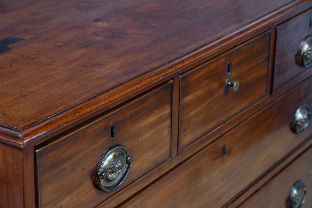 Original Antique Georgian Mahogany Chest Bank of 6 Drawers 3 over 3 Restored C1830 View XIV