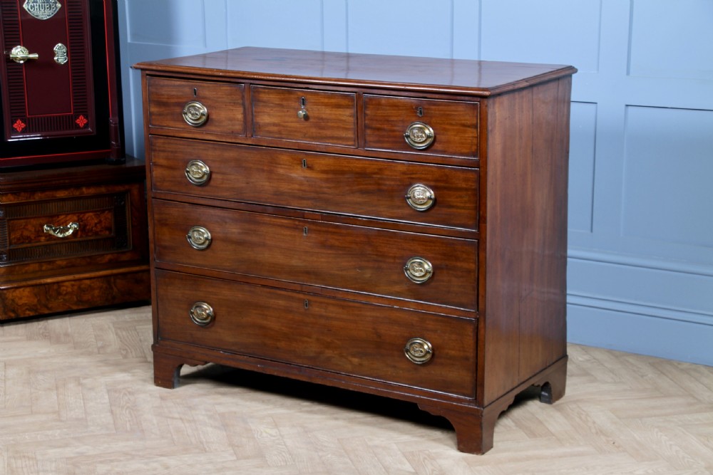 Original Antique Georgian Mahogany Chest Bank of 6 Drawers 3 over 3 Restored C1830 View XIX