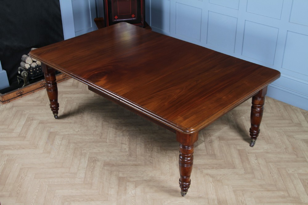Antique Late Victorian Solid Mahogany Grand Wind Out 1 Leaf Dining Table C1880 View V