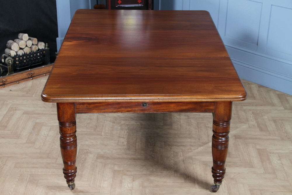 Antique Late Victorian Solid Mahogany Grand Wind Out 1 Leaf Dining Table C1880 View VI