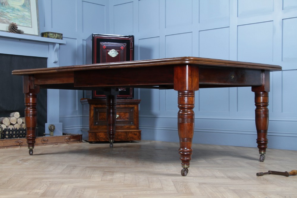 Antique Late Victorian Solid Mahogany Grand Wind Out 1 Leaf Dining Table C1880 View XI
