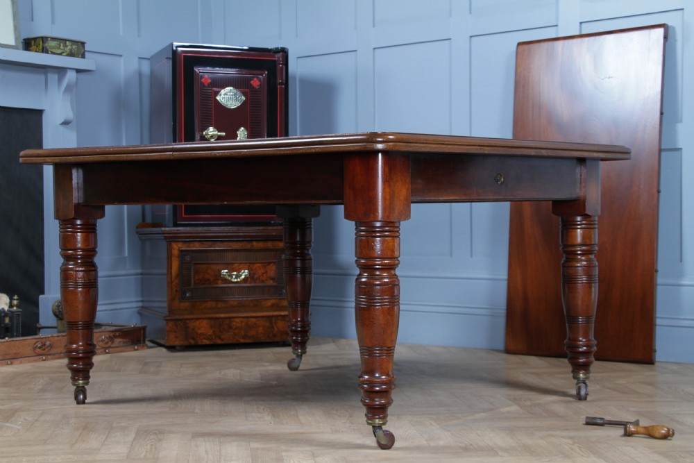 Antique Late Victorian Solid Mahogany Grand Wind Out 1 Leaf Dining Table C1880 View XII