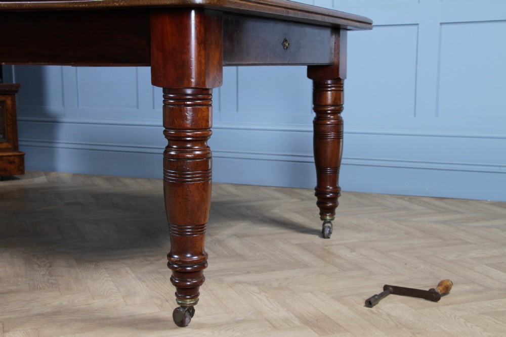 Antique Late Victorian Solid Mahogany Grand Wind Out 1 Leaf Dining Table C1880 View XV