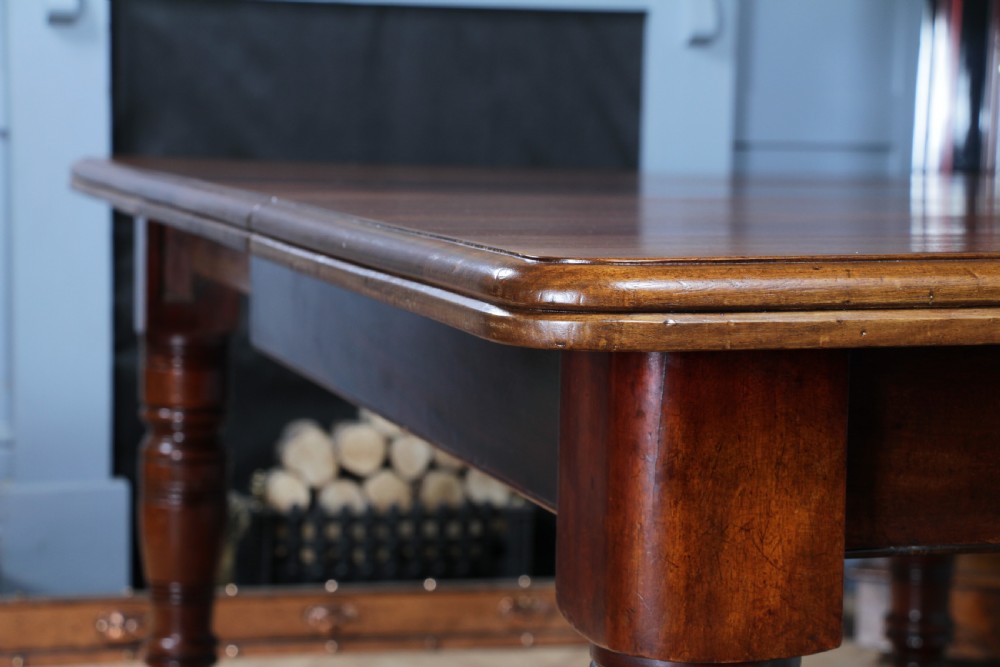 Antique Late Victorian Solid Mahogany Grand Wind Out 1 Leaf Dining Table C1880 View XVI