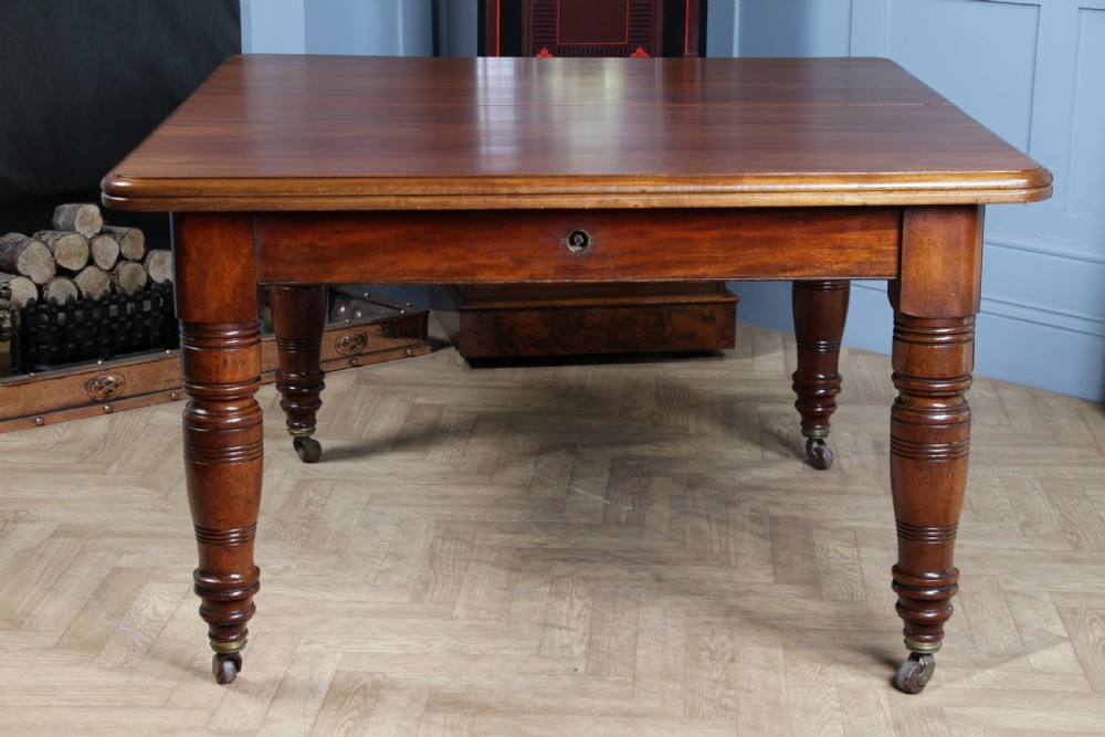 Antique Late Victorian Solid Mahogany Grand Wind Out 1 Leaf Dining Table C1880 View XVII