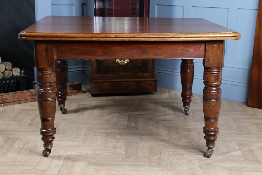 Antique Late Victorian Solid Mahogany Grand Wind Out 1 Leaf Dining Table C1880 View XIX
