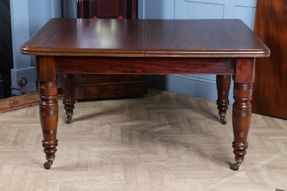 Antique Late Victorian Solid Mahogany Grand Wind Out 1 Leaf Dining Table C1880 View XX