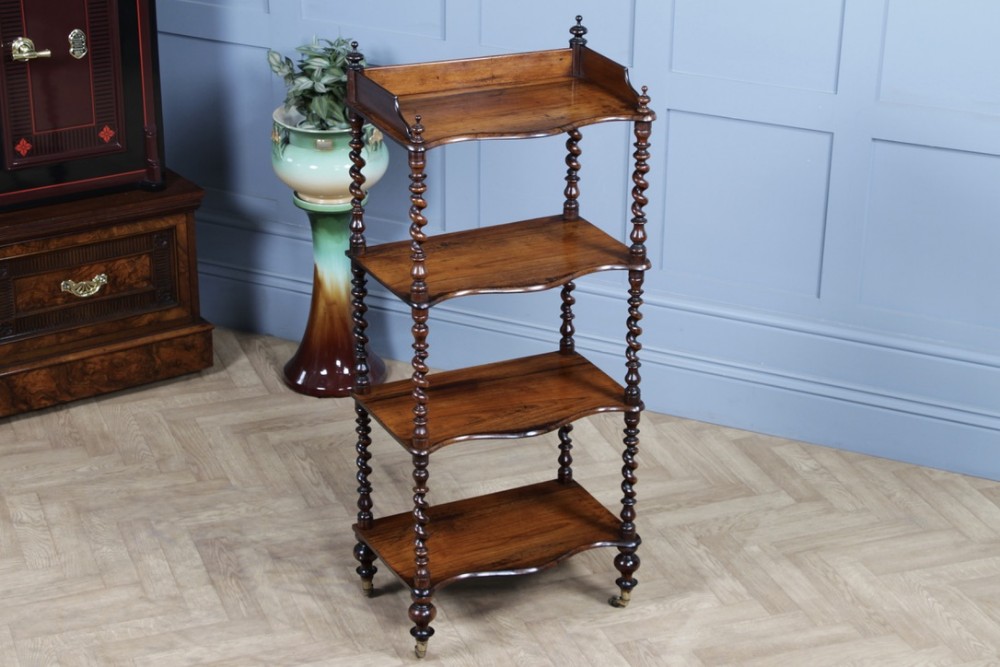 Antique Victorian Rosewood Barley Twist 4 Tier Whatnot C1860