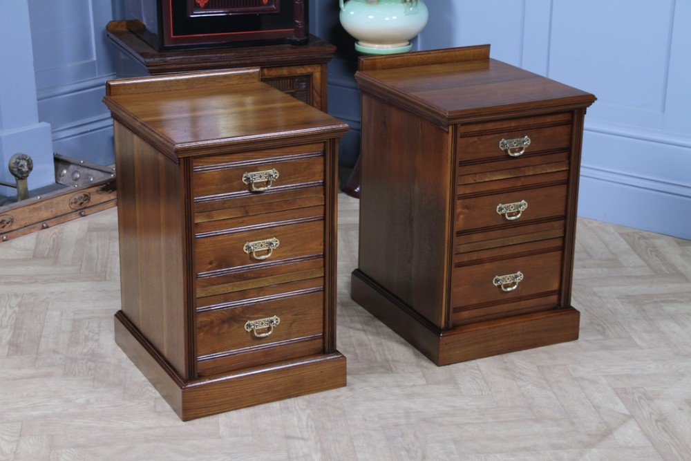 Pair of Victorian Walnut Bedside Cupboards Cabinets Chests C1880