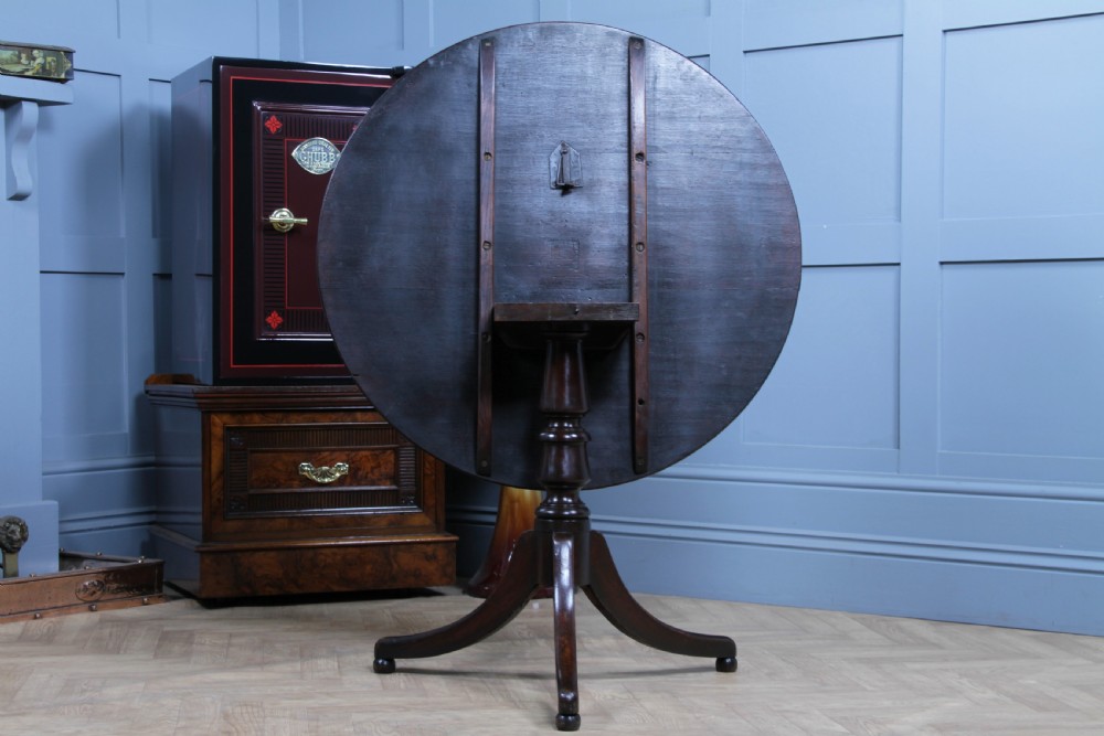 Original Antique Solid Oak Georgian Flip / Tilt Top Tripod Breakfast Table C1830 View VIII