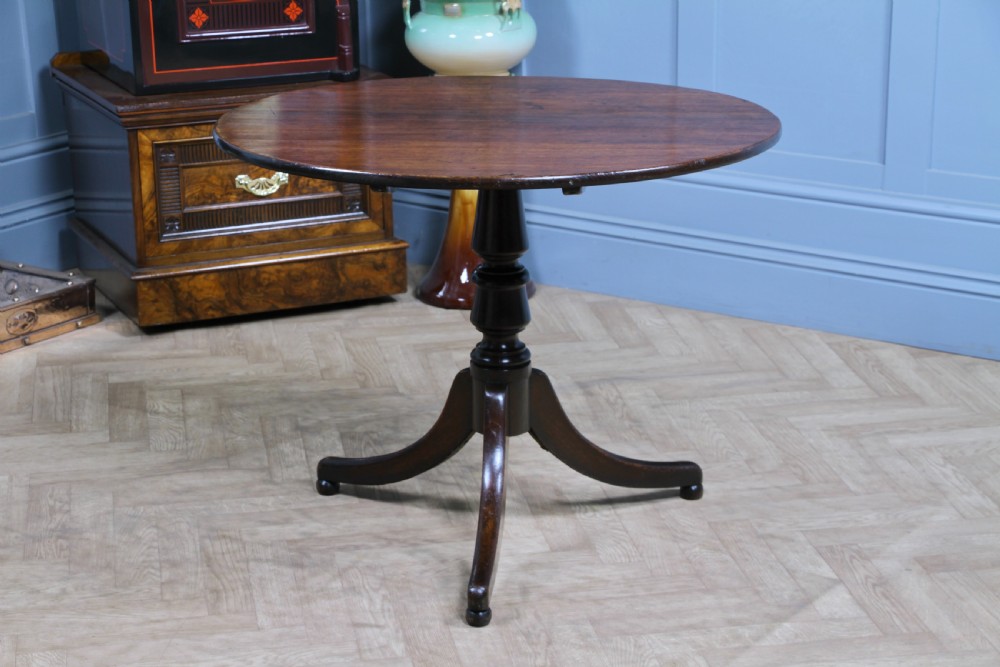 Original Antique Solid Oak Georgian Flip / Tilt Top Tripod Breakfast Table C1830 View XI