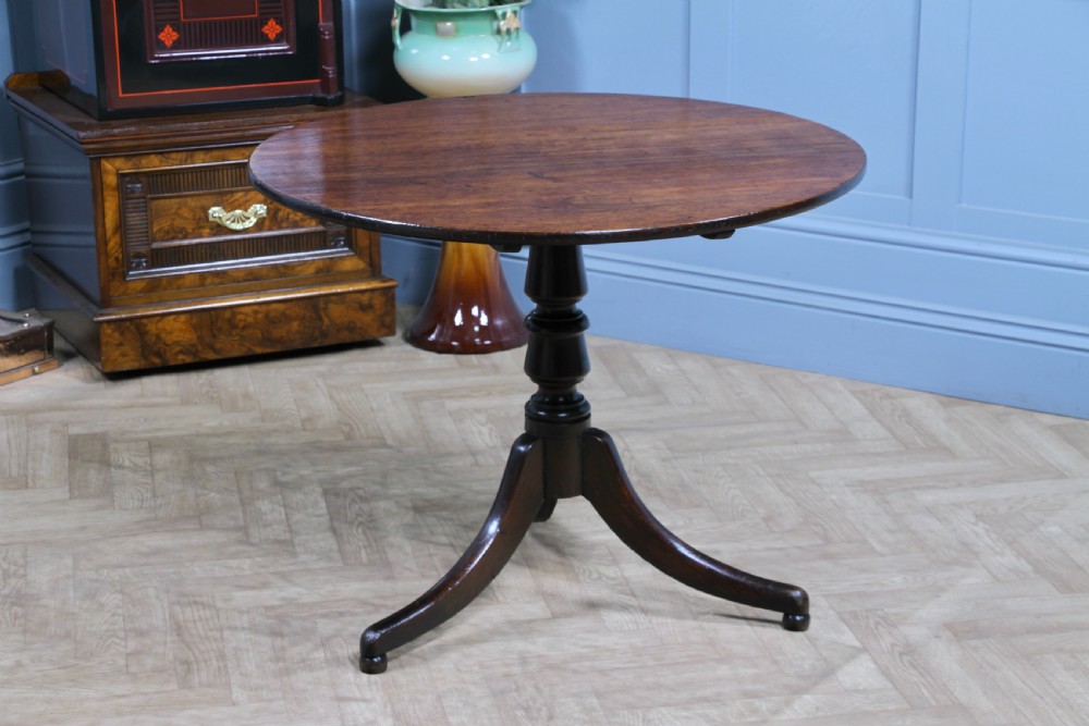 Original Antique Solid Oak Georgian Flip / Tilt Top Tripod Breakfast Table C1830 View XIII