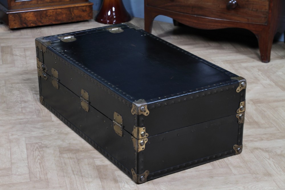 Antique Steamer Trunk Travelling Wardrobe Black Locking with key C1920 View VIII
