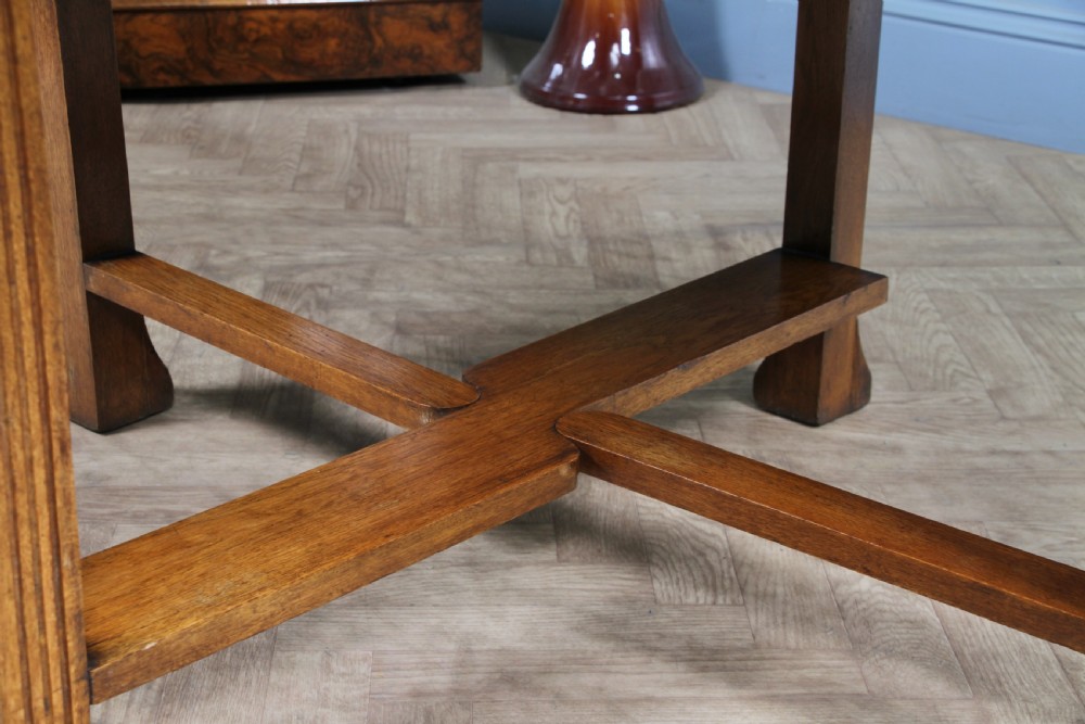 Original Antique Art Deco Slim Solid Tiger Oak Drop Leaf Gate Leg Dining Table View XVII