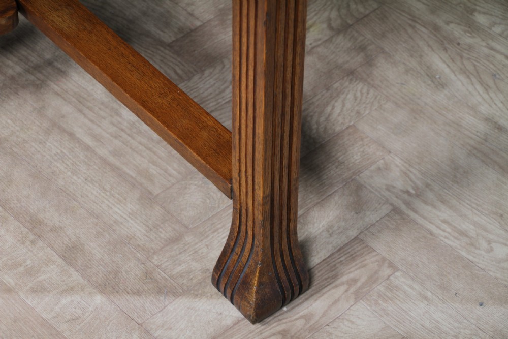 Original Antique Art Deco Slim Solid Tiger Oak Drop Leaf Gate Leg Dining Table View XVIII