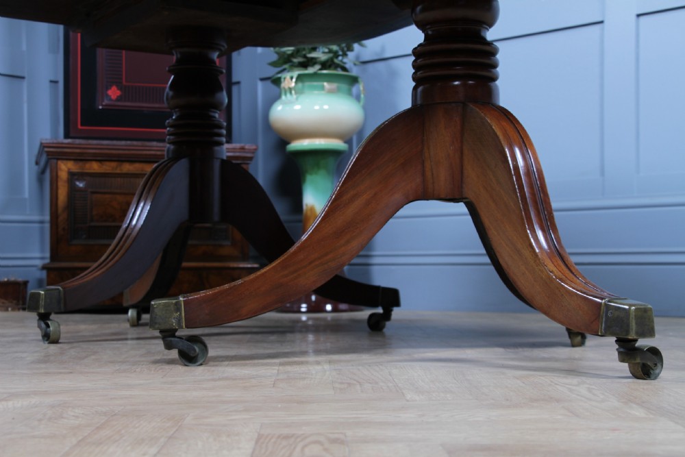 Antique Georgian Regency Mahogany D End Pedestal Dining Table C1820 View V