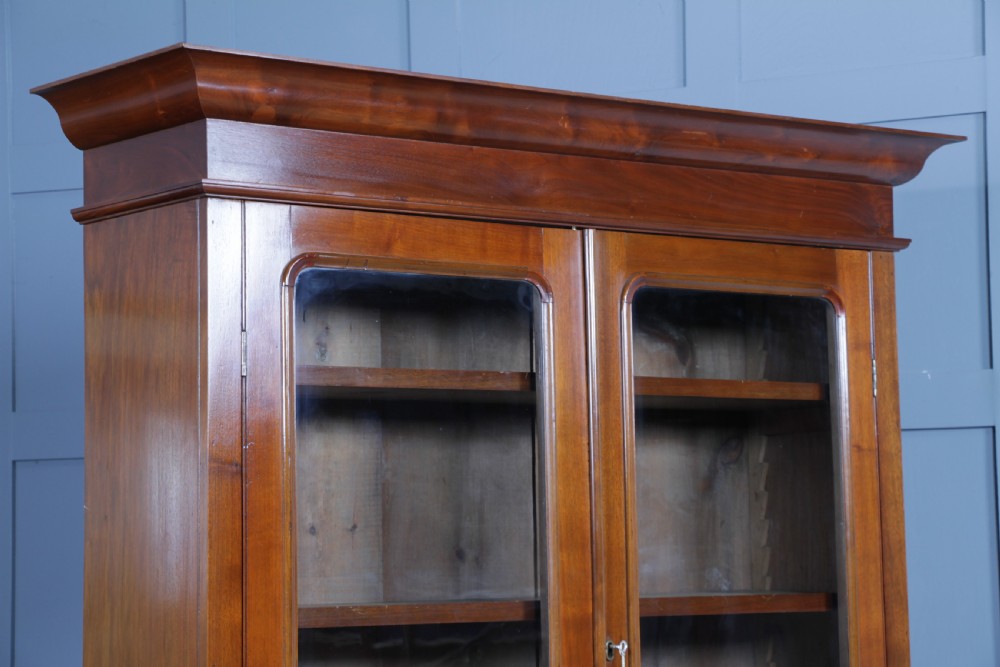 Antique Late Victorian 19th Century Solid Walnut Glazed Bookcase Cabinet C1880 View II