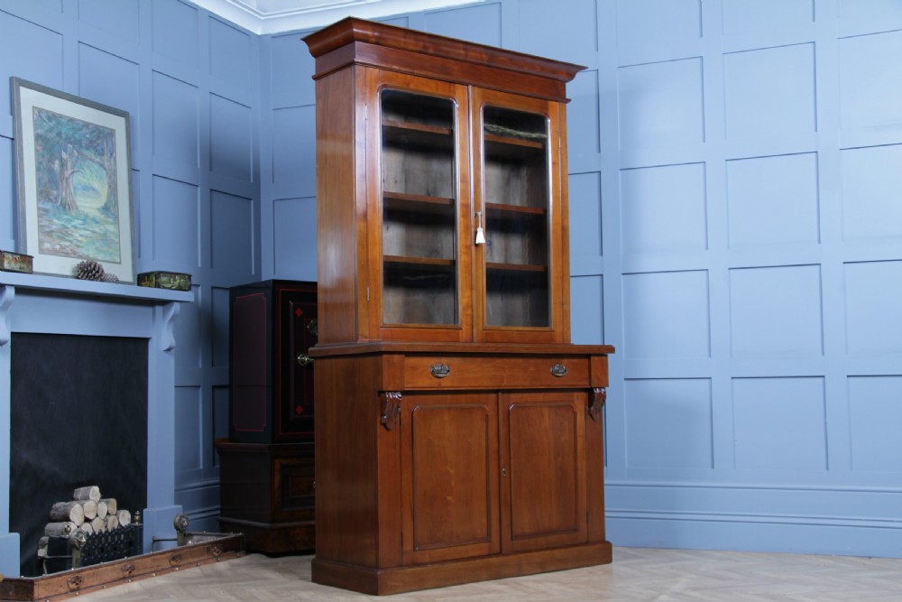 Antique Late Victorian 19th Century Solid Walnut Glazed Bookcase Cabinet C1880 View VI