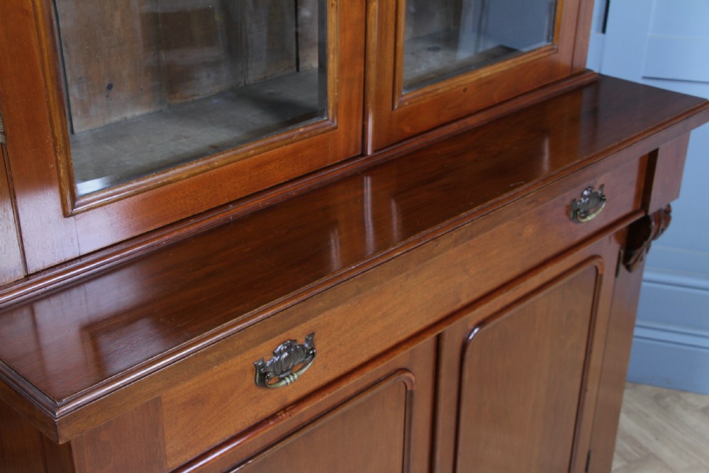 Antique Late Victorian 19th Century Solid Walnut Glazed Bookcase Cabinet C1880 View VIII