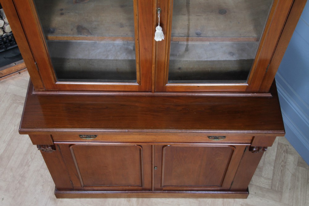 Antique Late Victorian 19th Century Solid Walnut Glazed Bookcase Cabinet C1880 View IX