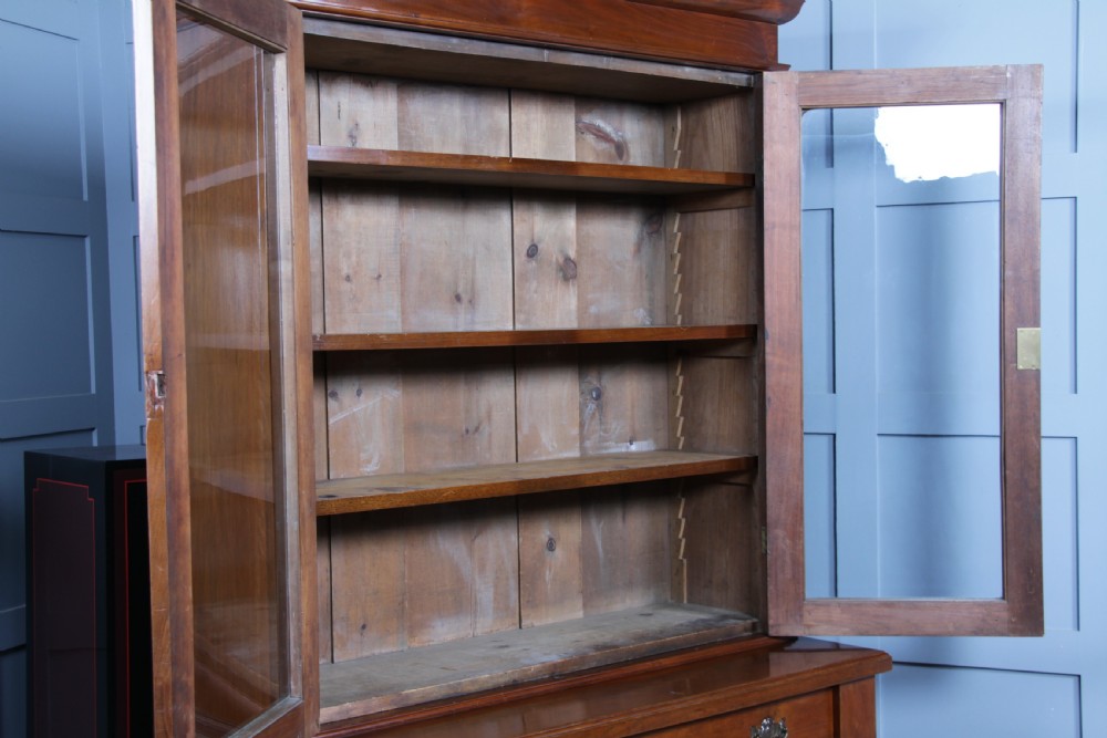 Antique Late Victorian 19th Century Solid Walnut Glazed Bookcase Cabinet C1880 View XI