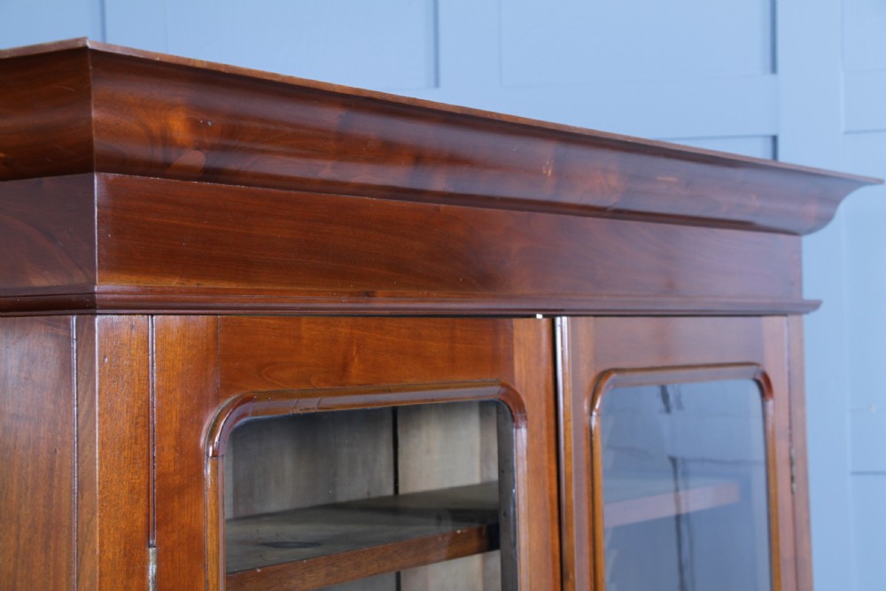 Antique Late Victorian 19th Century Solid Walnut Glazed Bookcase Cabinet C1880 View XV