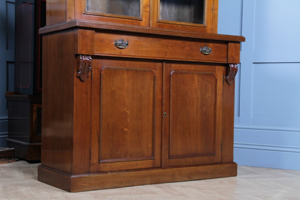 Antique Late Victorian 19th Century Solid Walnut Glazed Bookcase Cabinet C1880 View XVI