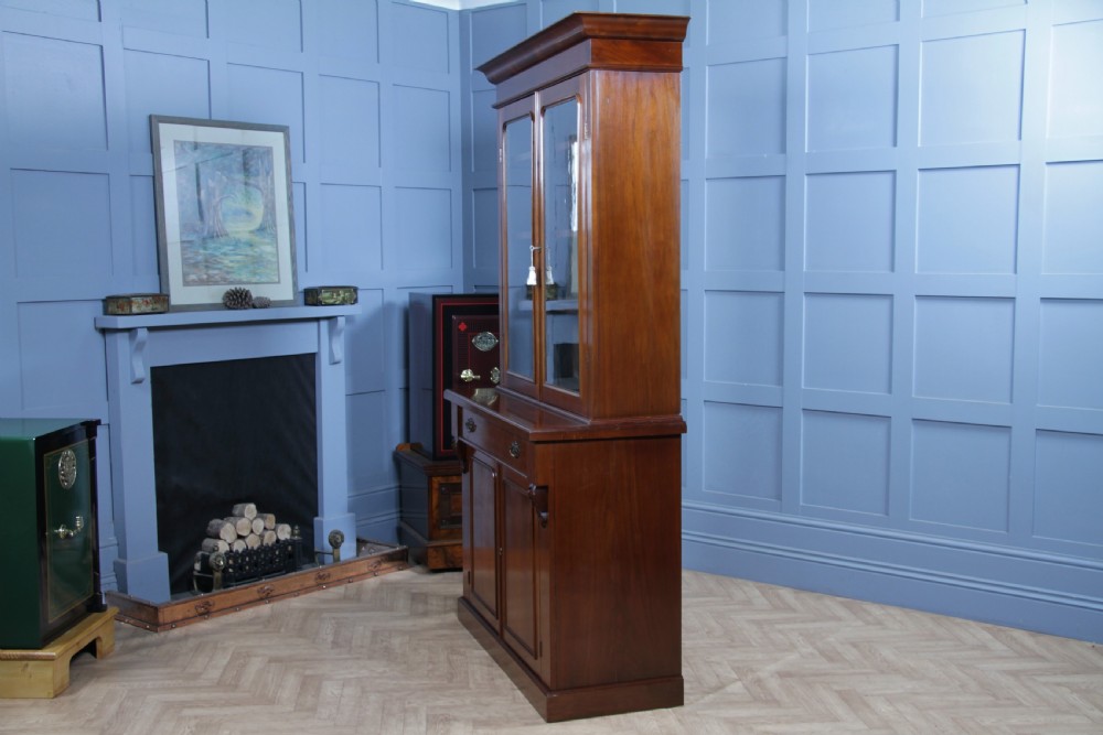 Antique Late Victorian 19th Century Solid Walnut Glazed Bookcase Cabinet C1880 View XX