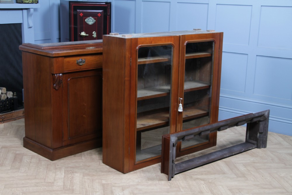 Antique Late Victorian 19th Century Solid Walnut Glazed Bookcase Cabinet C1880 View XXII
