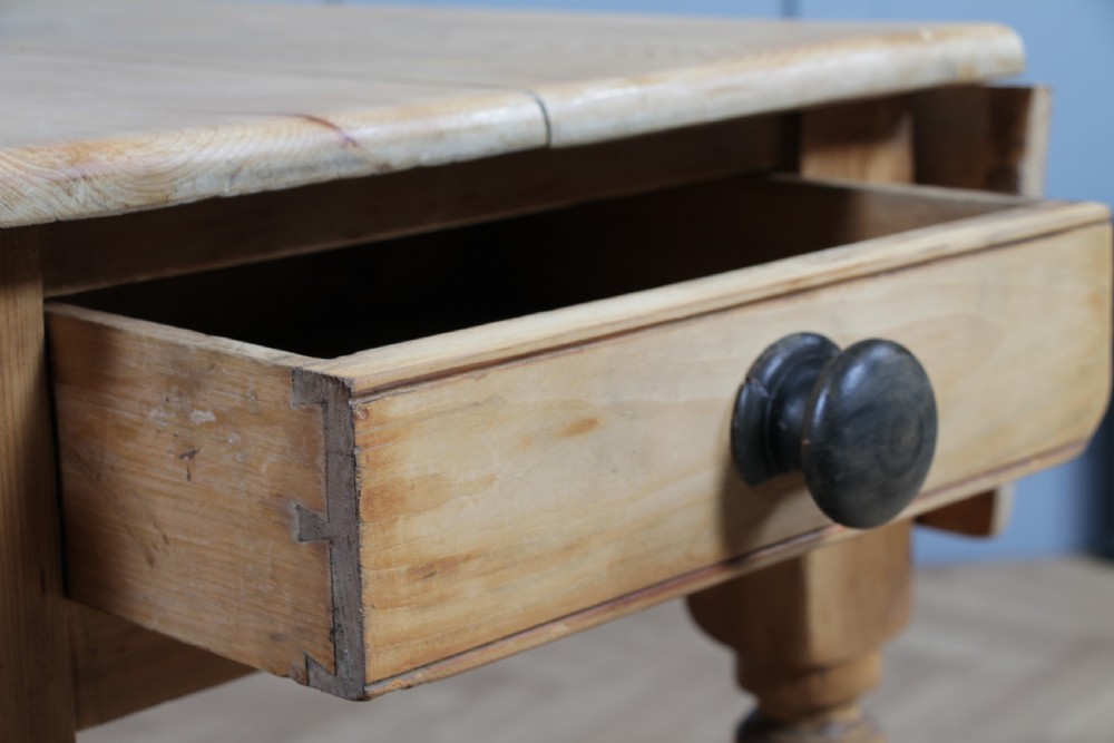 Original Antique Victorian Pine Scrub Top Drop Leaf Pembroke Table With Drawer View V