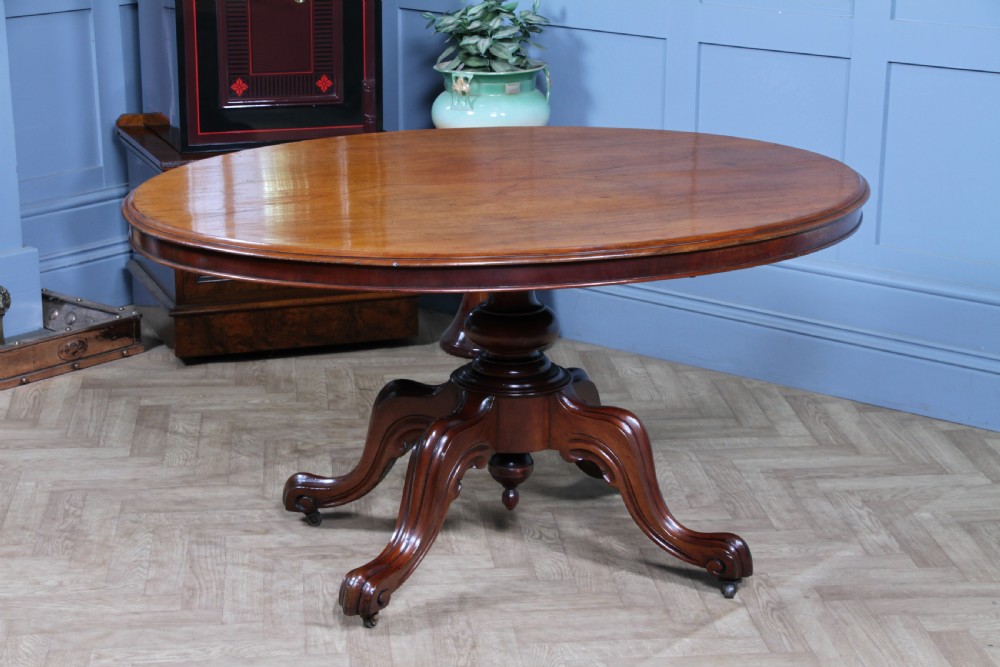 Antique Victorian Mahogany Tilt Top Oval Carved Breakfast Dining Table C1880 View II