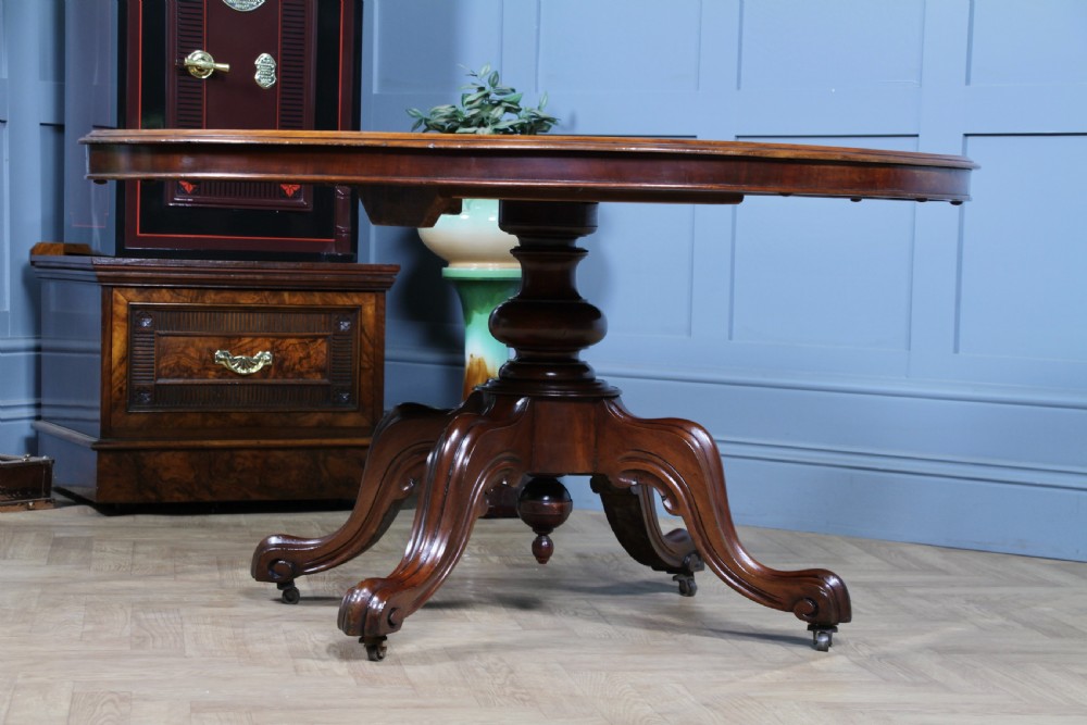 Antique Victorian Mahogany Tilt Top Oval Carved Breakfast Dining Table C1880 View VI