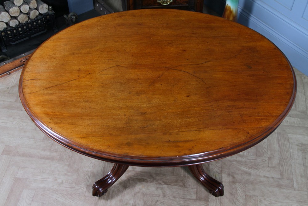 Antique Victorian Mahogany Tilt Top Oval Carved Breakfast Dining Table C1880 View VII